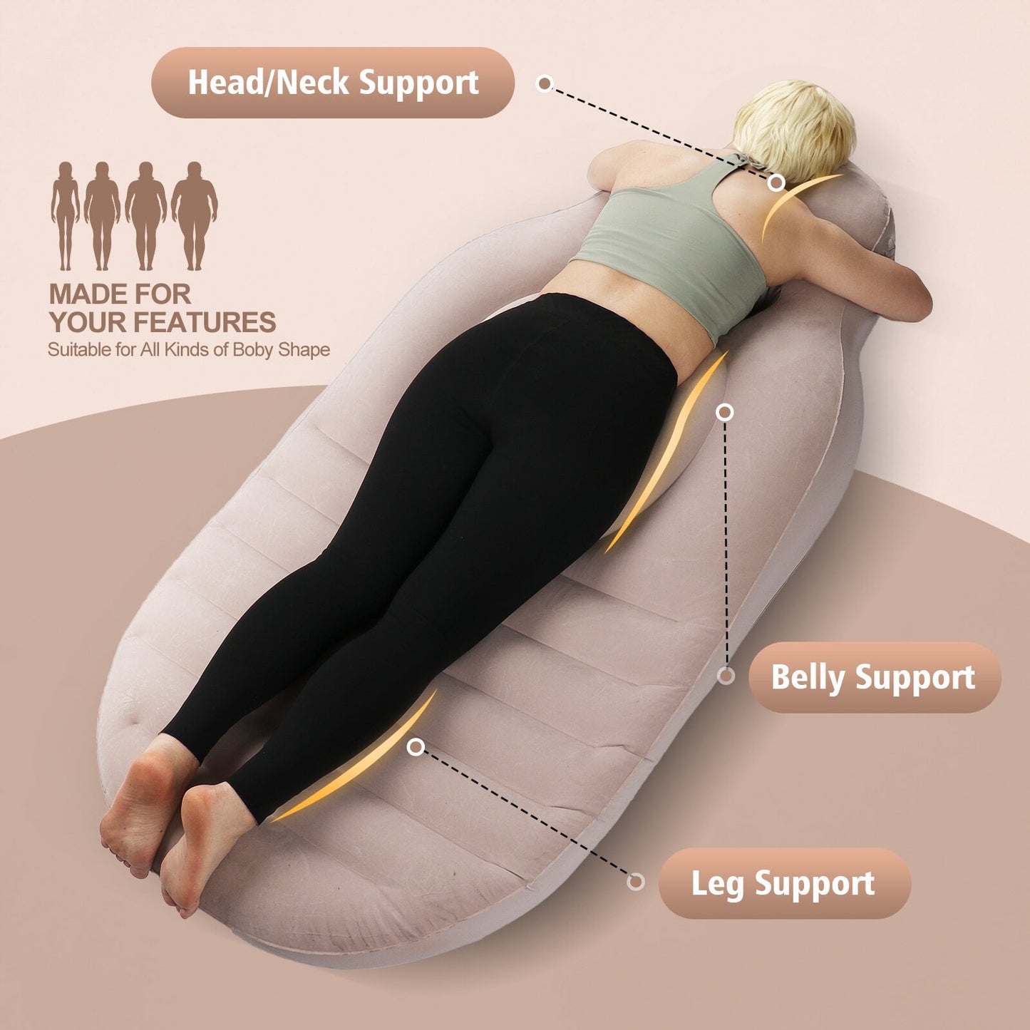 Pregnant Woman Air Mattress with Abdominal Hole,Thebest for Prone Sleep, PVC Inflatable Maternity Mattresstummy Concaveandconvexcomfortable Pregnant Woman O-Type Sleepingpillow Inflatablesleeping Mat