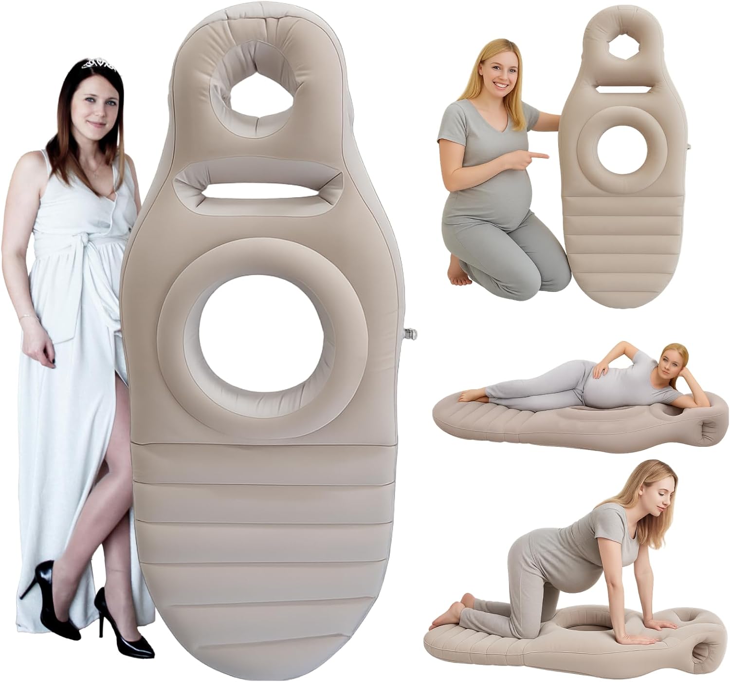 Inflatable Pregnancy Belly Mattress, Float with Abdominal Hole Full Body Inflatable Bed for Pregnant Women, the Best Pregnancy Pillow for Sleeping Prone - Relieves Back Hip Pain