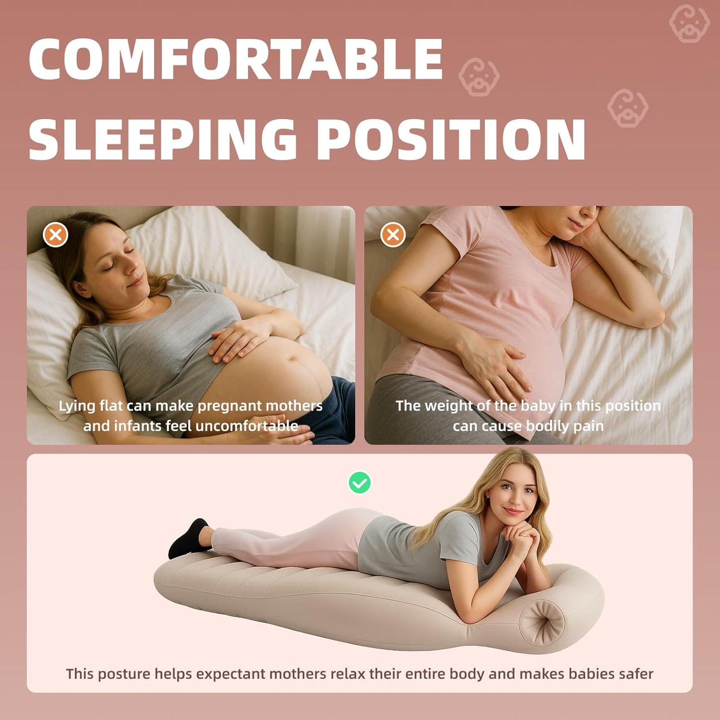 Inflatable Pregnancy Belly Mattress, Float with Abdominal Hole Full Body Inflatable Bed for Pregnant Women, the Best Pregnancy Pillow for Sleeping Prone - Relieves Back Hip Pain