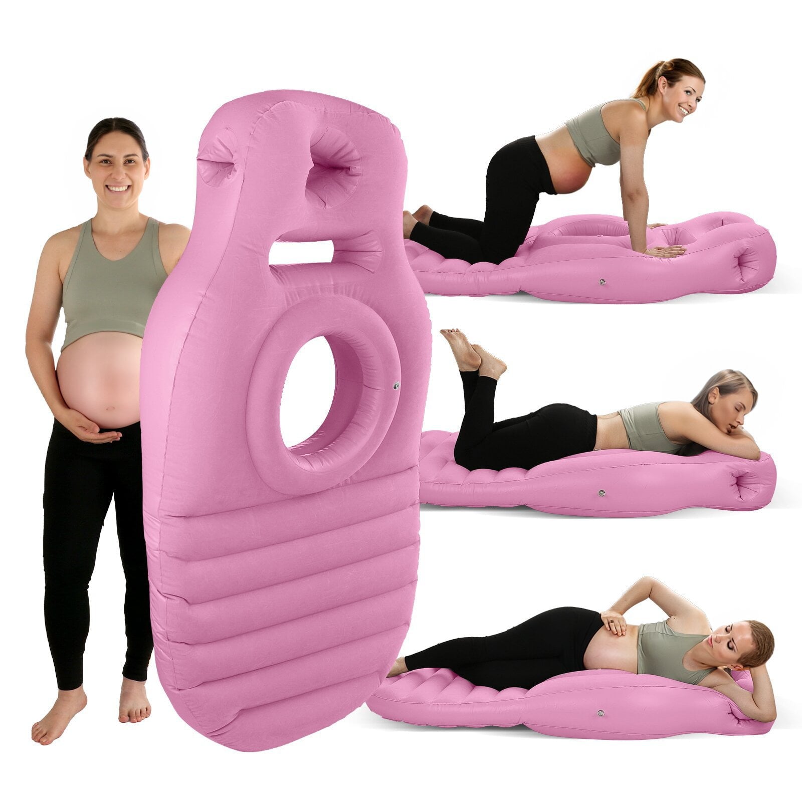 Pregnant Woman Air Mattress with Abdominal Hole,Thebest for Prone Sleep, PVC Inflatable Maternity Mattresstummy Concaveandconvexcomfortable Pregnant Woman O-Type Sleepingpillow Inflatablesleeping Mat