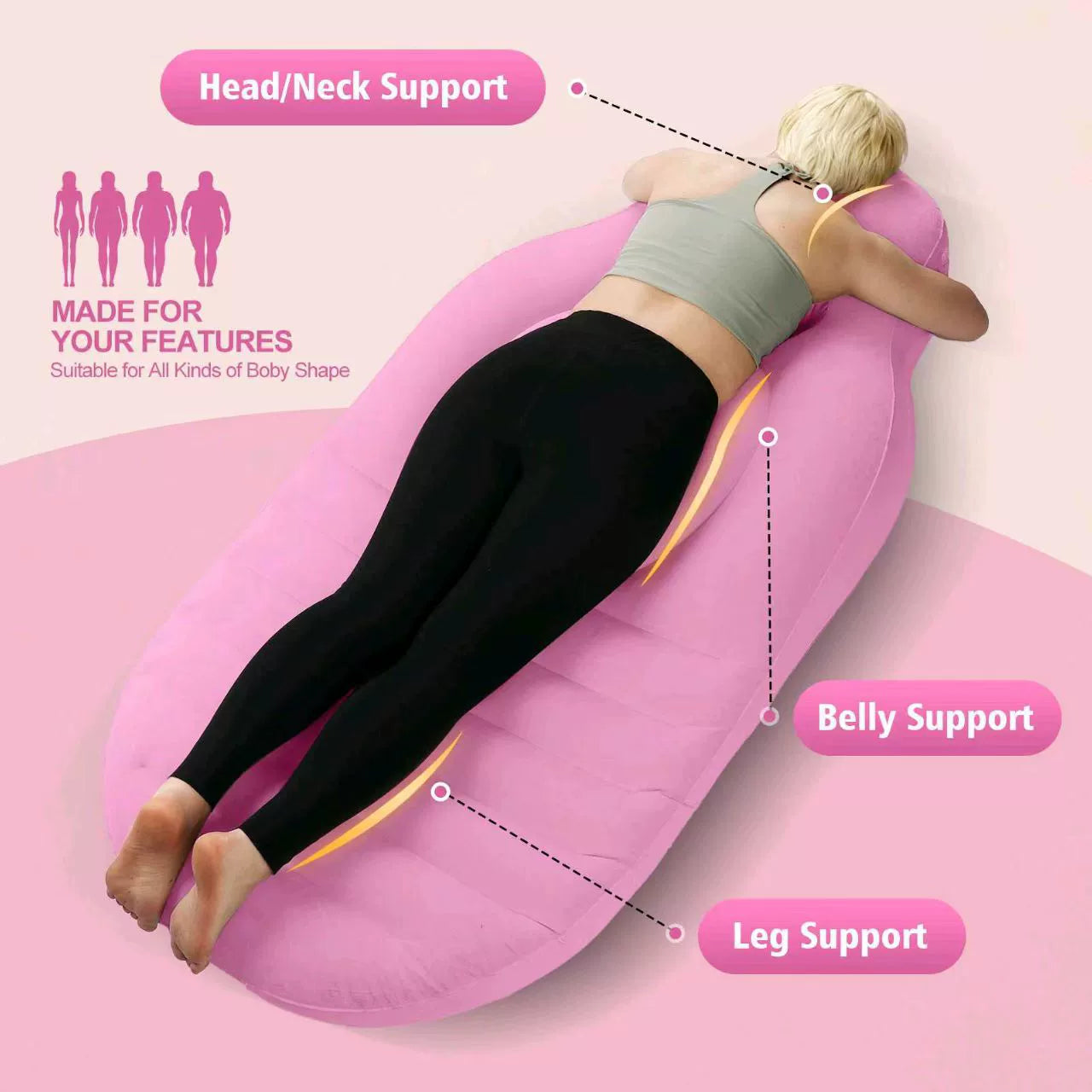Pregnant Woman Air Mattress with Abdominal Hole,Thebest for Prone Sleep, PVC Inflatable Maternity Mattresstummy Concaveandconvexcomfortable Pregnant Woman O-Type Sleepingpillow Inflatablesleeping Mat