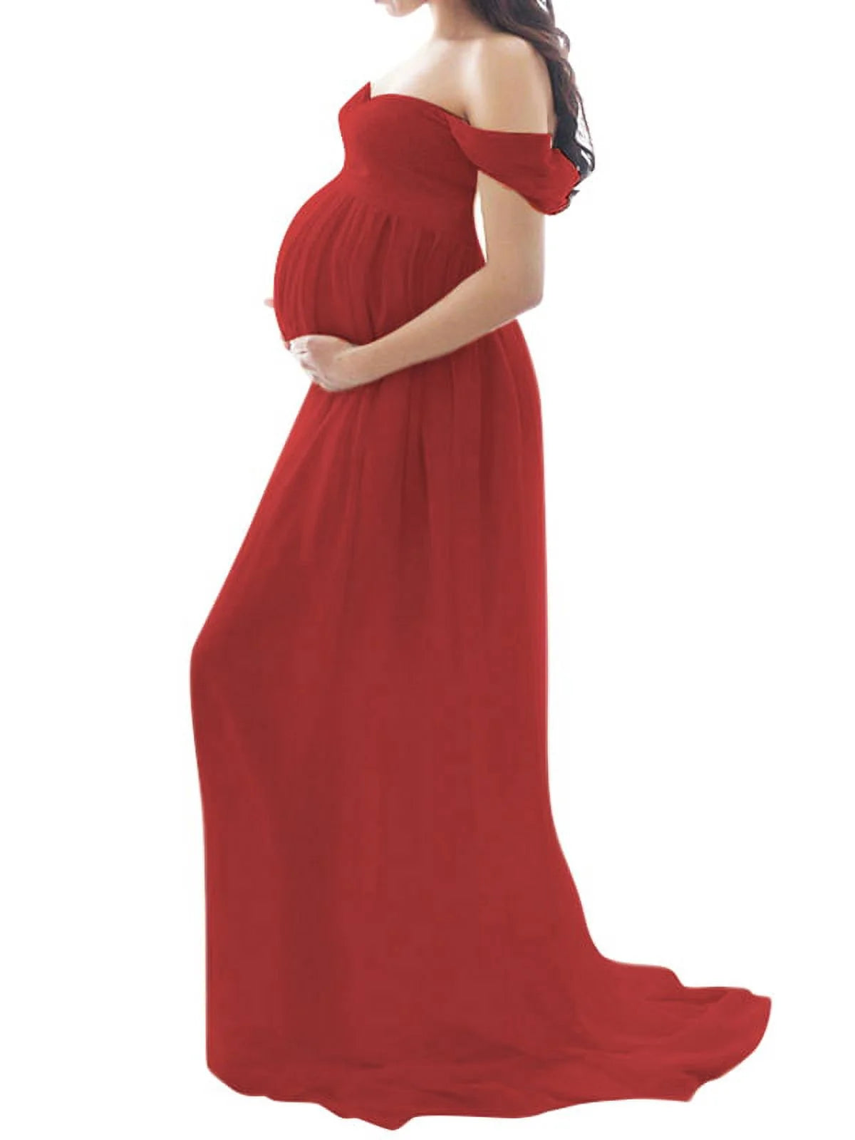 Pregnant Women Front Split Gown Photo Photography Prop Long Maxi Maternity Dress