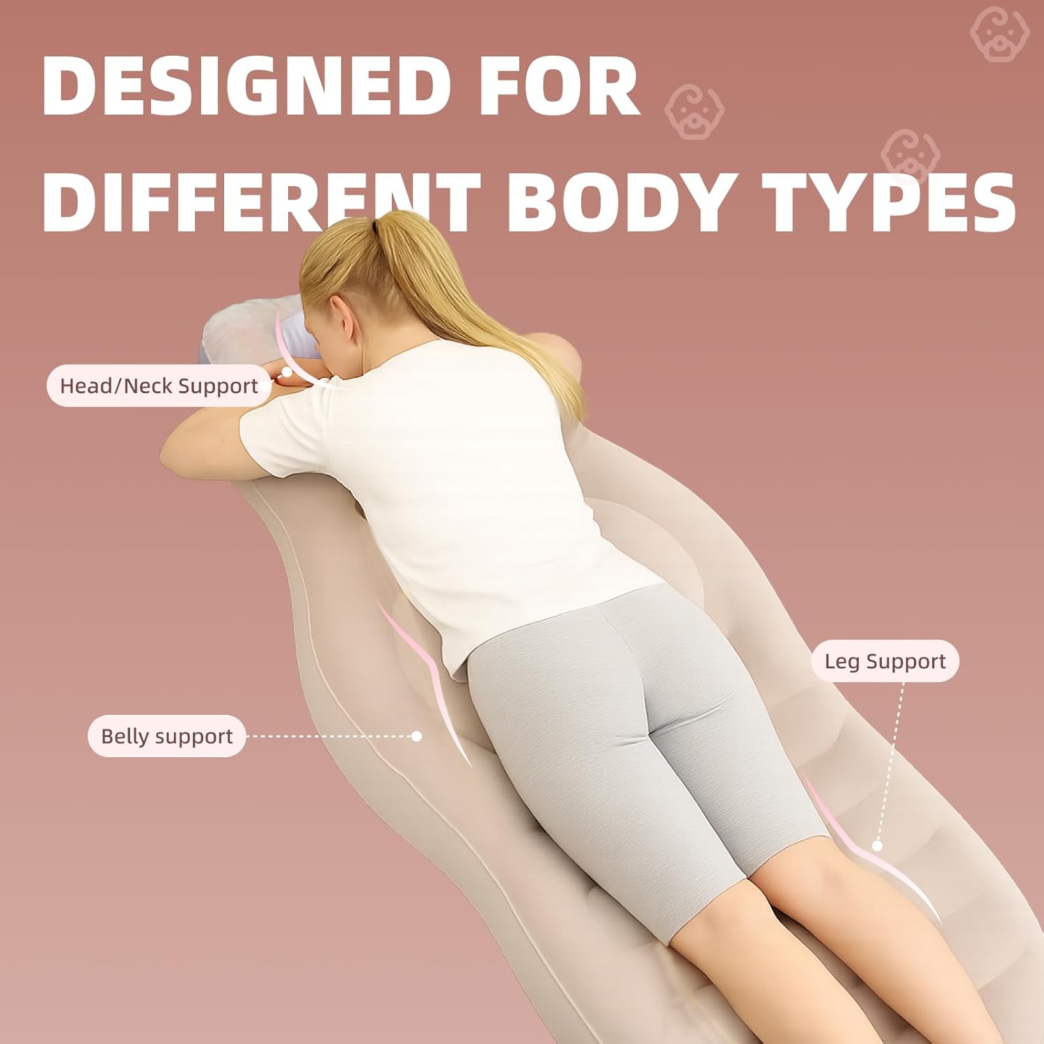 Inflatable Pregnancy Belly Mattress, Float with Abdominal Hole Full Body Inflatable Bed for Pregnant Women, the Best Pregnancy Pillow for Sleeping Prone - Relieves Back Hip Pain
