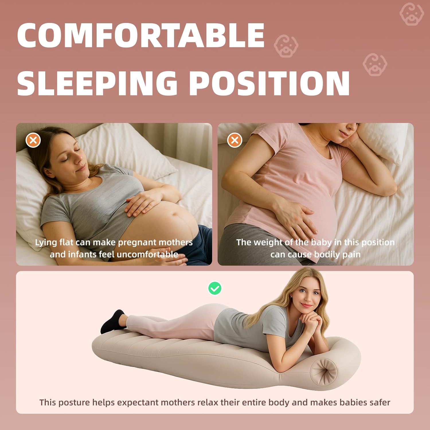 Inflatable Pregnancy Belly Mattress, Float with Abdominal Hole Full Body Inflatable Bed for Pregnant Women, the Best Pregnancy Pillow for Sleeping Prone - Relieves Back Hip Pain