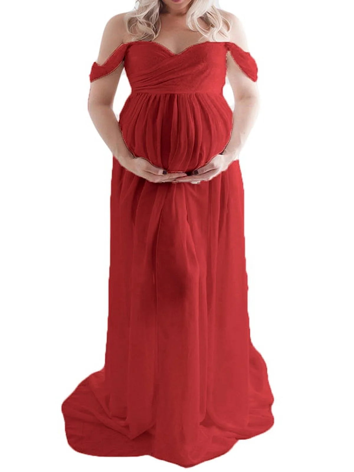 Pregnant Women Front Split Gown Photo Photography Prop Long Maxi Maternity Dress